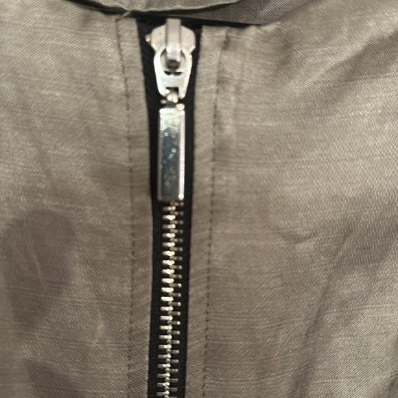 Zara Lightweight Satin Olive Green Bomber Jacket Sz Small - Picture 12 of 15